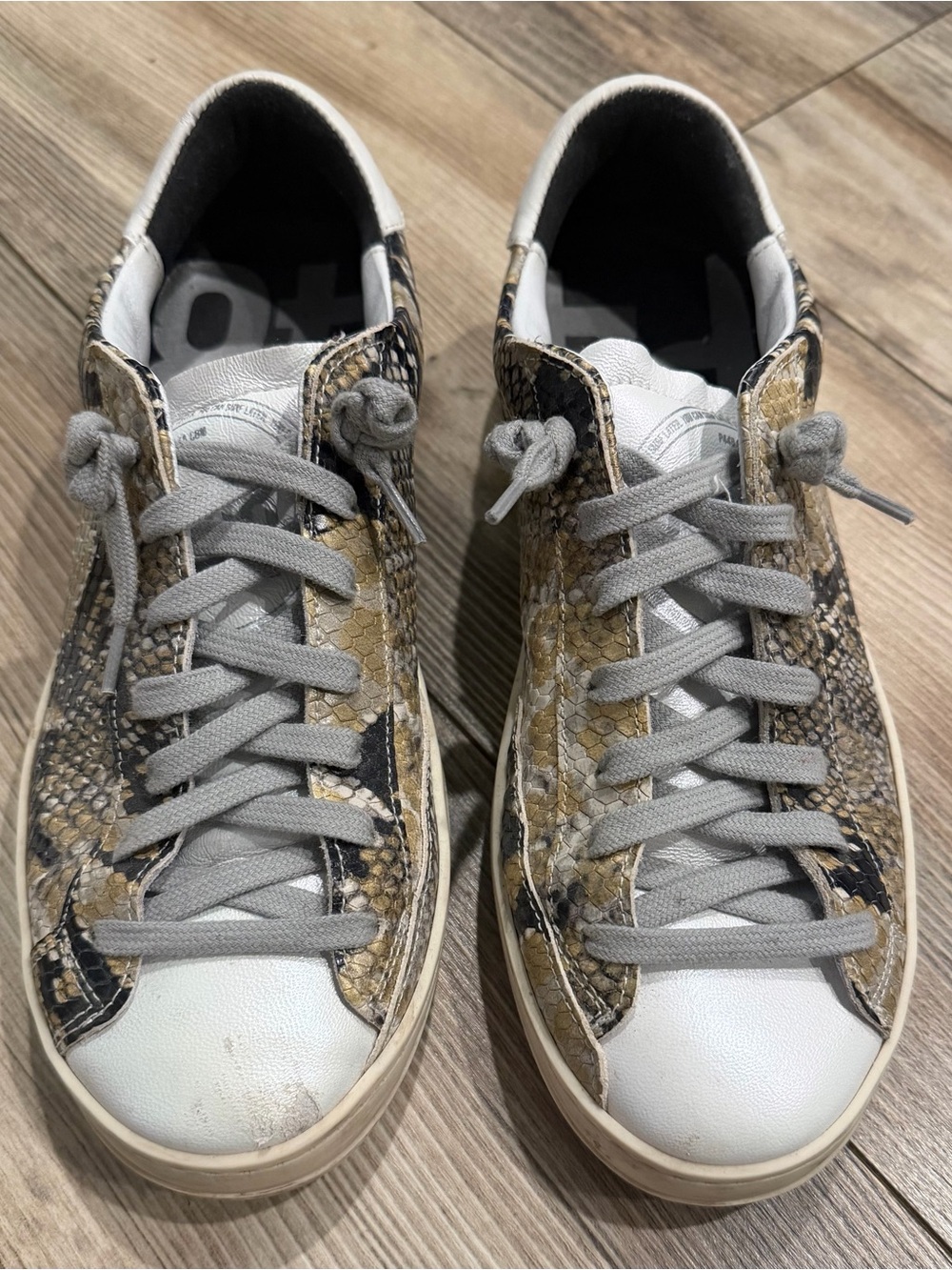 P448 Women's Snake-Print Sneakers in Tan, Black & Gray